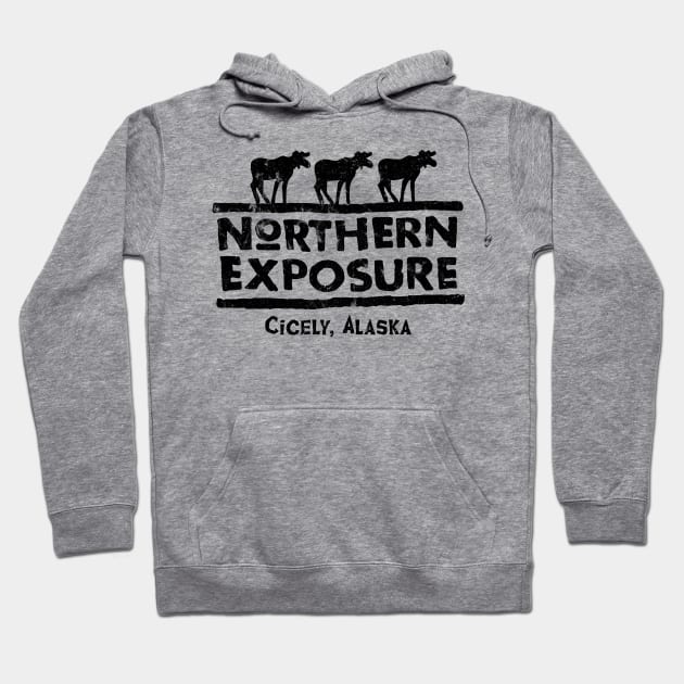 Northern Exposure Logo Worn Hoodie by Alema Art